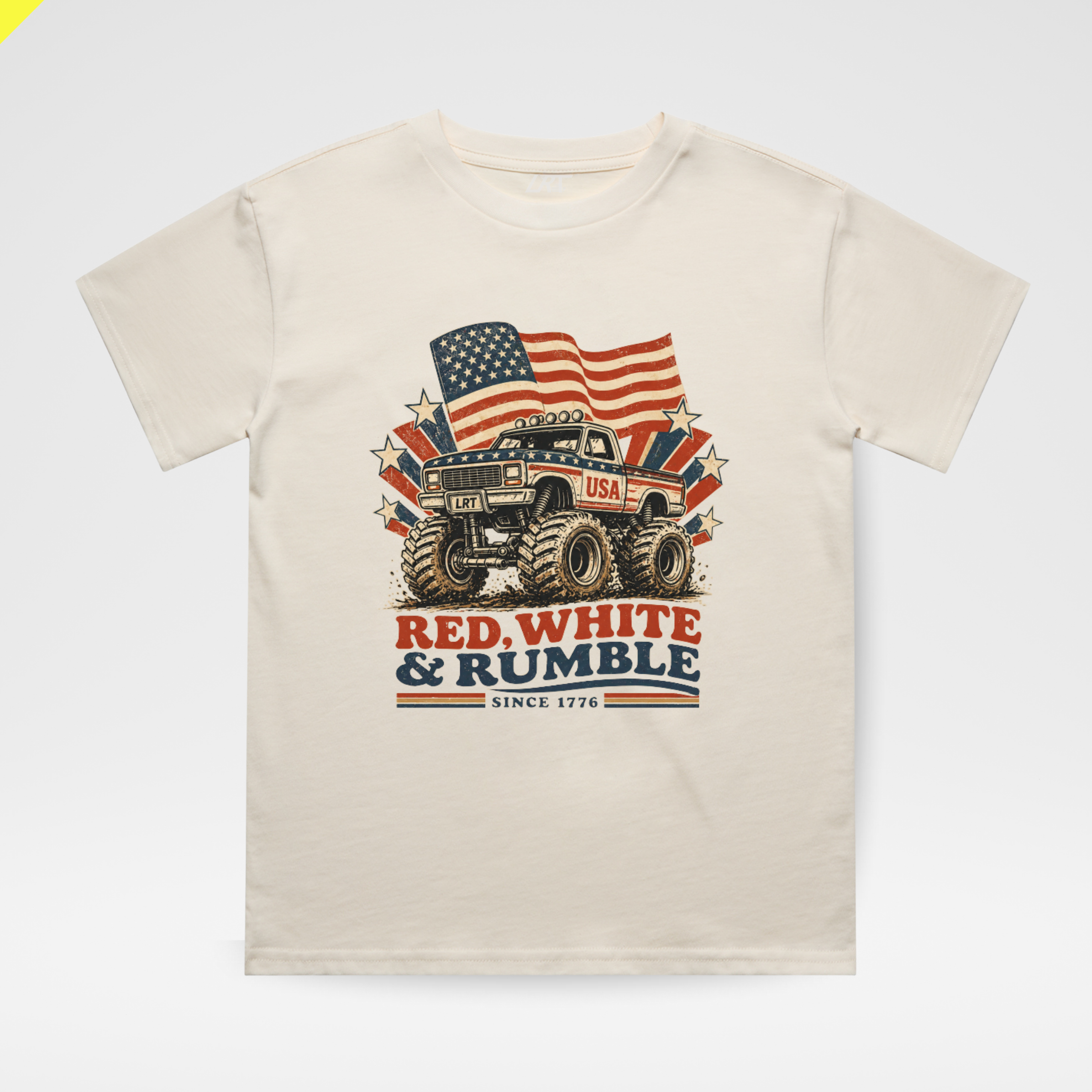 RED WHITE AND RUMBLE TEE - VINTAGE CREAM