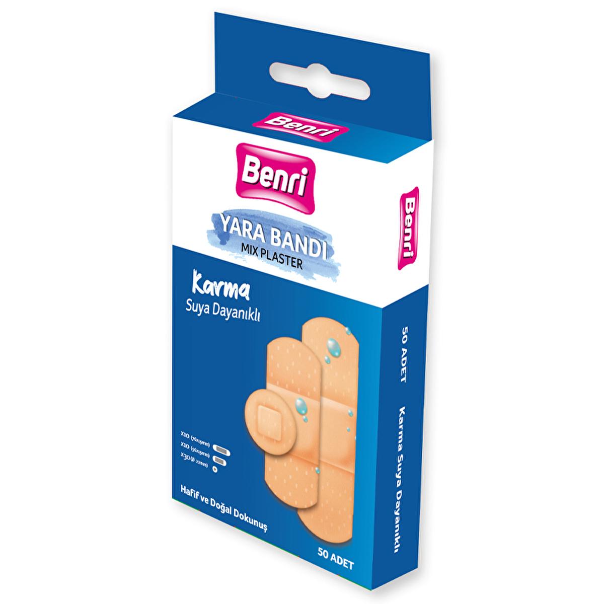 Benri Assorted Bandages 50 Count - Latex-Free, Breathable Wound Care for Minor Cuts &amp; Scrapes