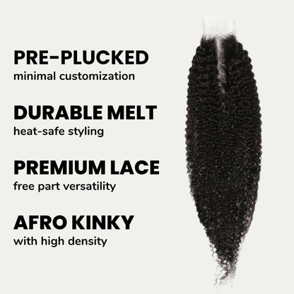 Afro Kinky 2x6 Transparent Lace Human Hair Closure