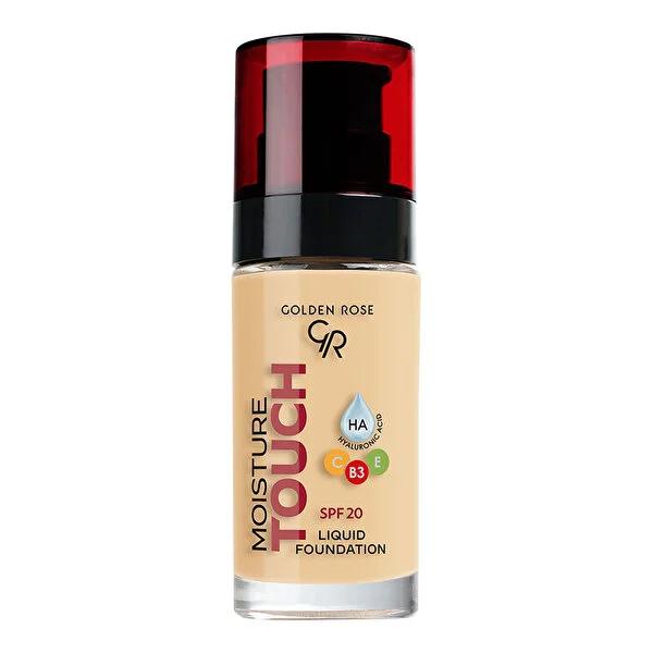 Golden Rose Moisture Touch Liquid Foundation SPF20 - Buildable Coverage, Vegan &amp; Moisturizing