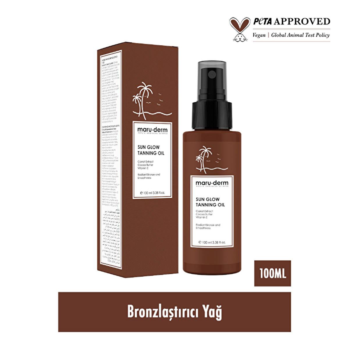 Maruderm Sun Glow Tanning Oil: Natural Bronzer with Cocoa &amp; Carrot for Fast, Moisturizing Sun Tanning