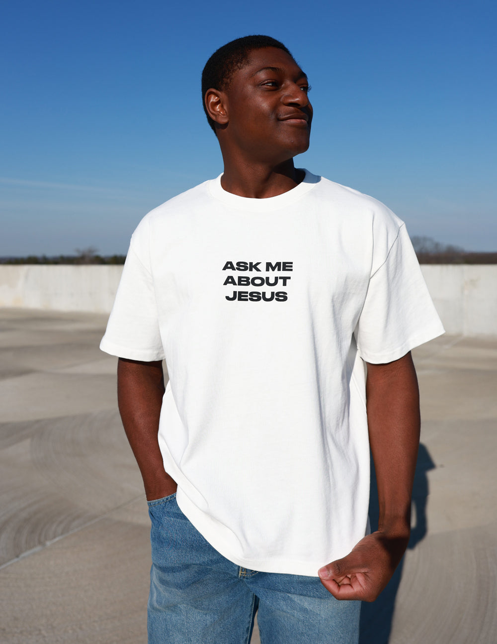 Ask Me About Jesus Heavyweight Tee