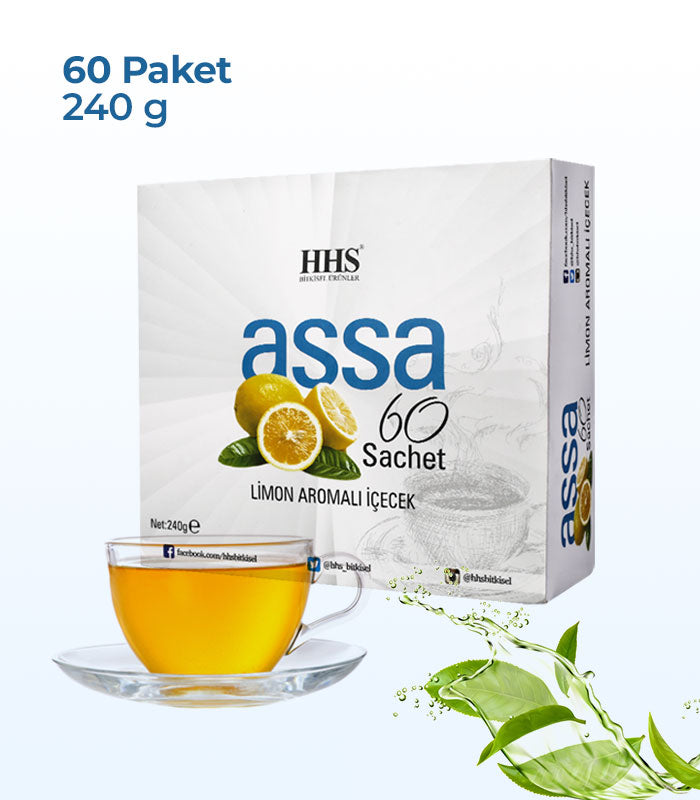 HHS Assa 60 Lemon Flavored Herbal Tea | Natural Energy &amp; Balance | 60 Tea Bags