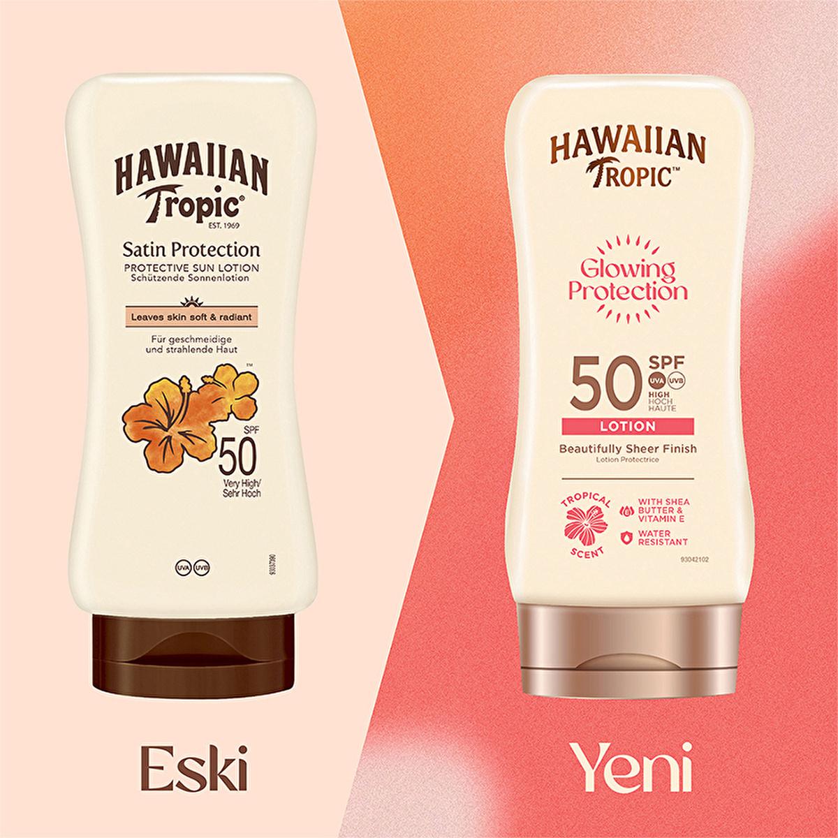 Hawaiian Tropic Glowing Protection SPF 50 Sunscreen Lotion - UVA/UVB, Vegan &amp; Cruelty-Free, Moisturizing - 6.09 fl oz