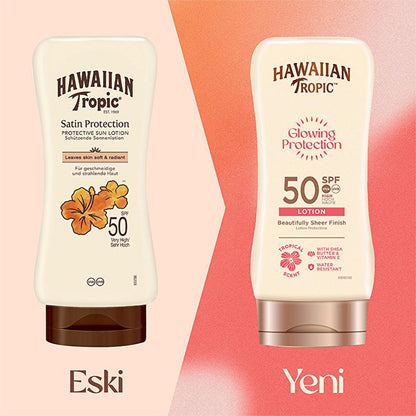 Hawaiian Tropic Glowing Protection SPF 50 Sunscreen Lotion - UVA/UVB, Vegan &amp; Cruelty-Free, Moisturizing - 6.09 fl oz