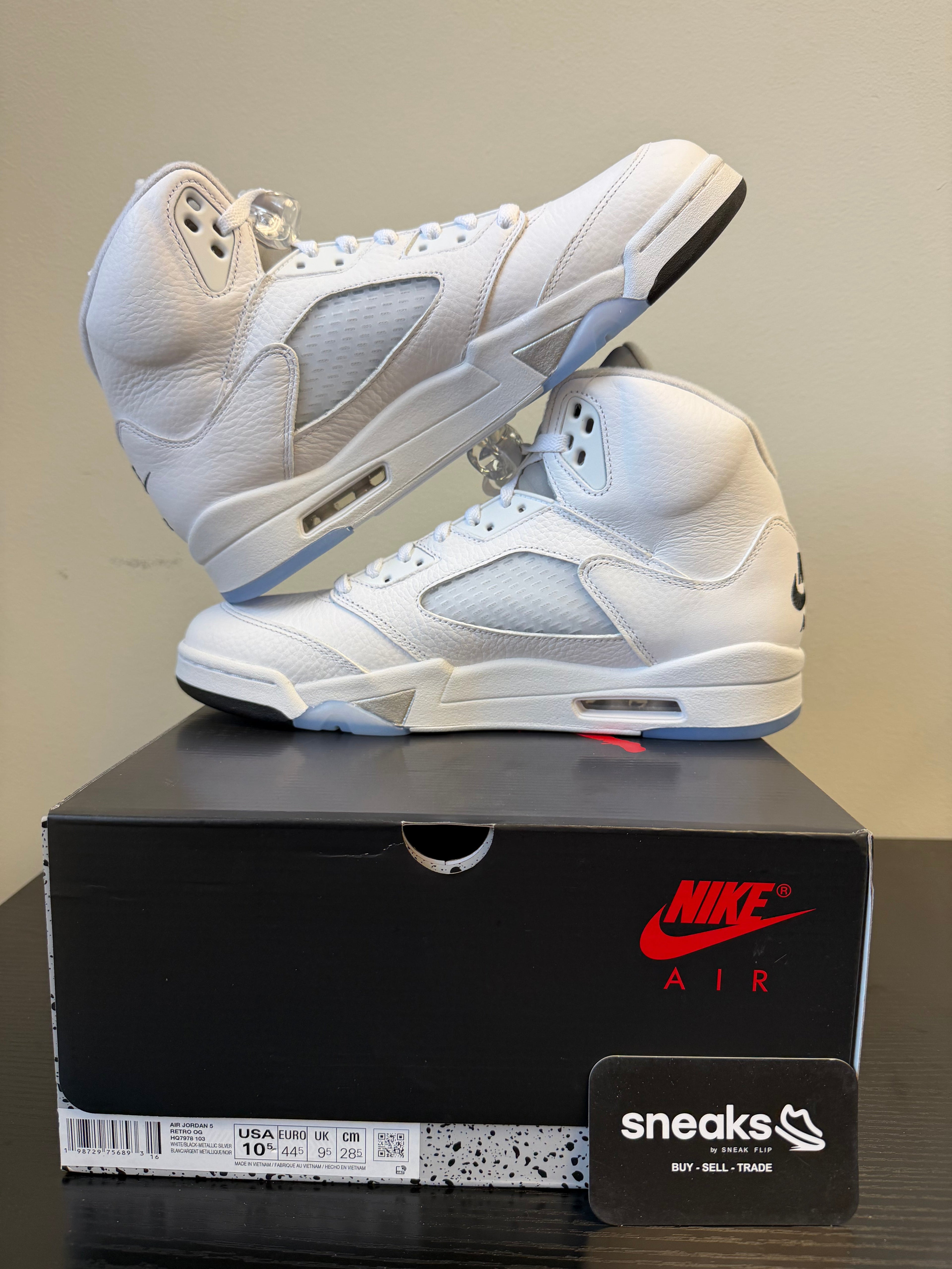 New Nike Jordan 5 Retro White Metallic 2026 Shoes