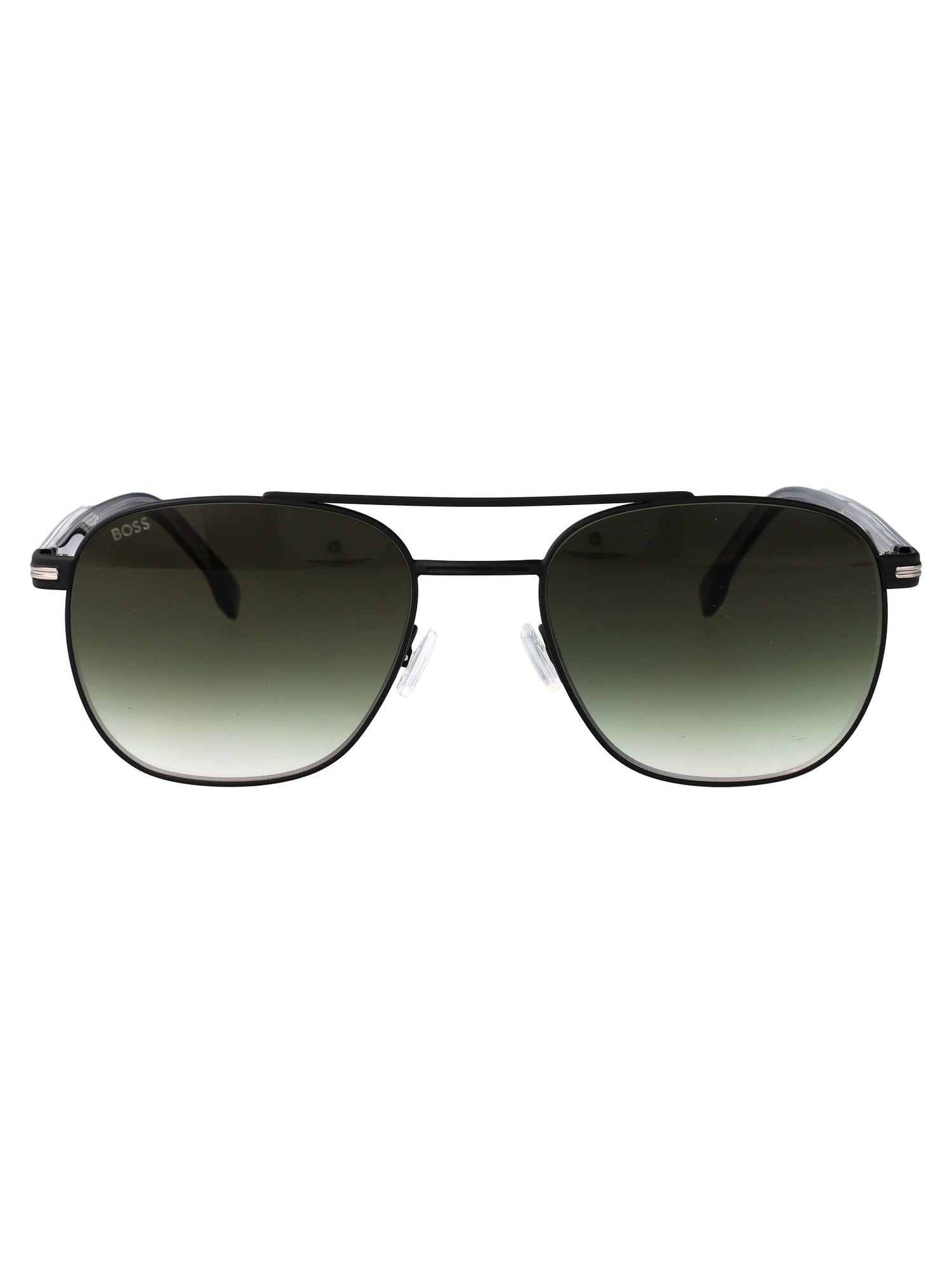 BOSS Matte Silver Black Stainless Steel Sunglasses for Men