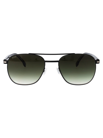 BOSS Matte Silver Black Stainless Steel Sunglasses for Men