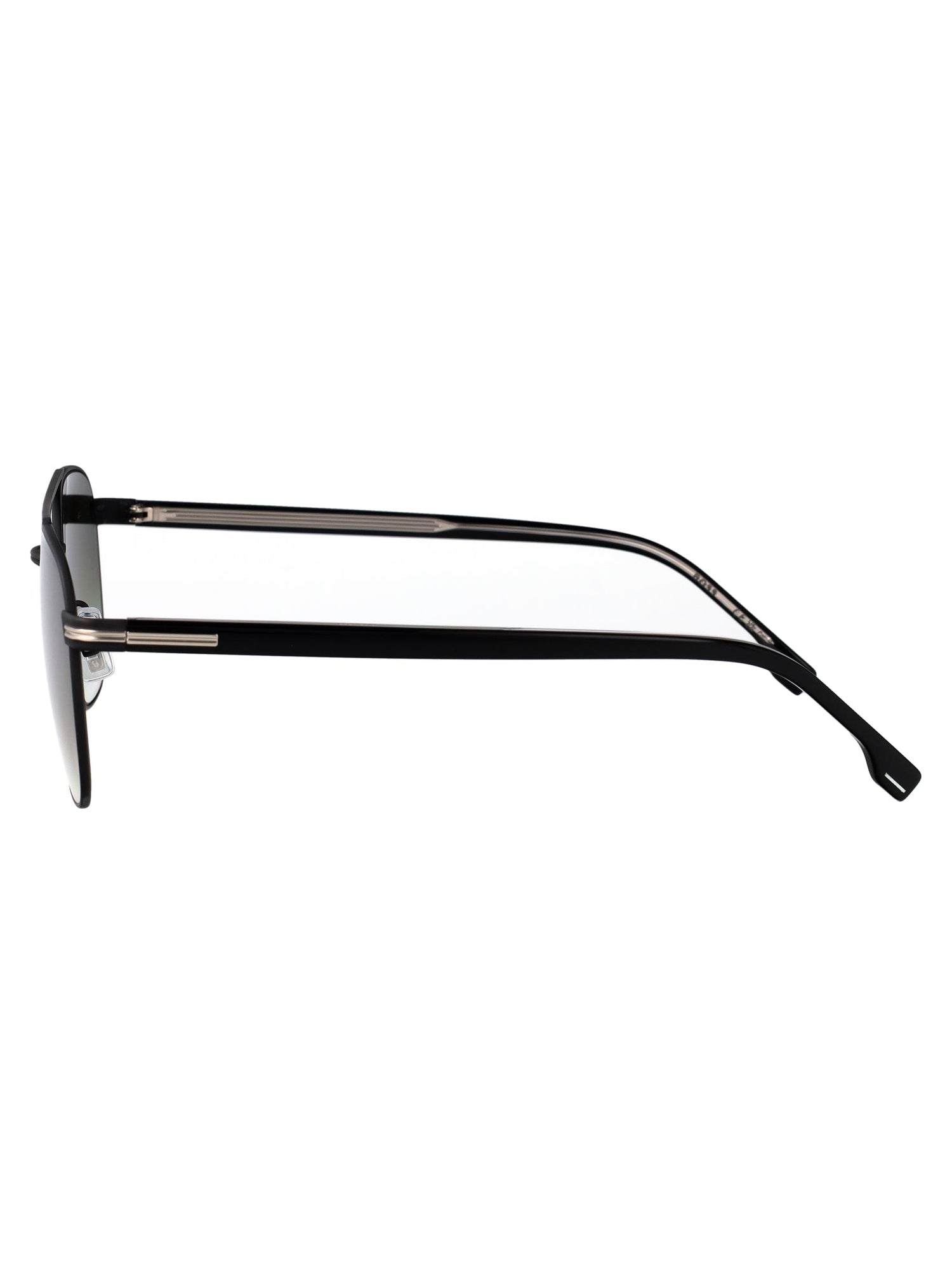BOSS Matte Silver Black Stainless Steel Sunglasses for Men