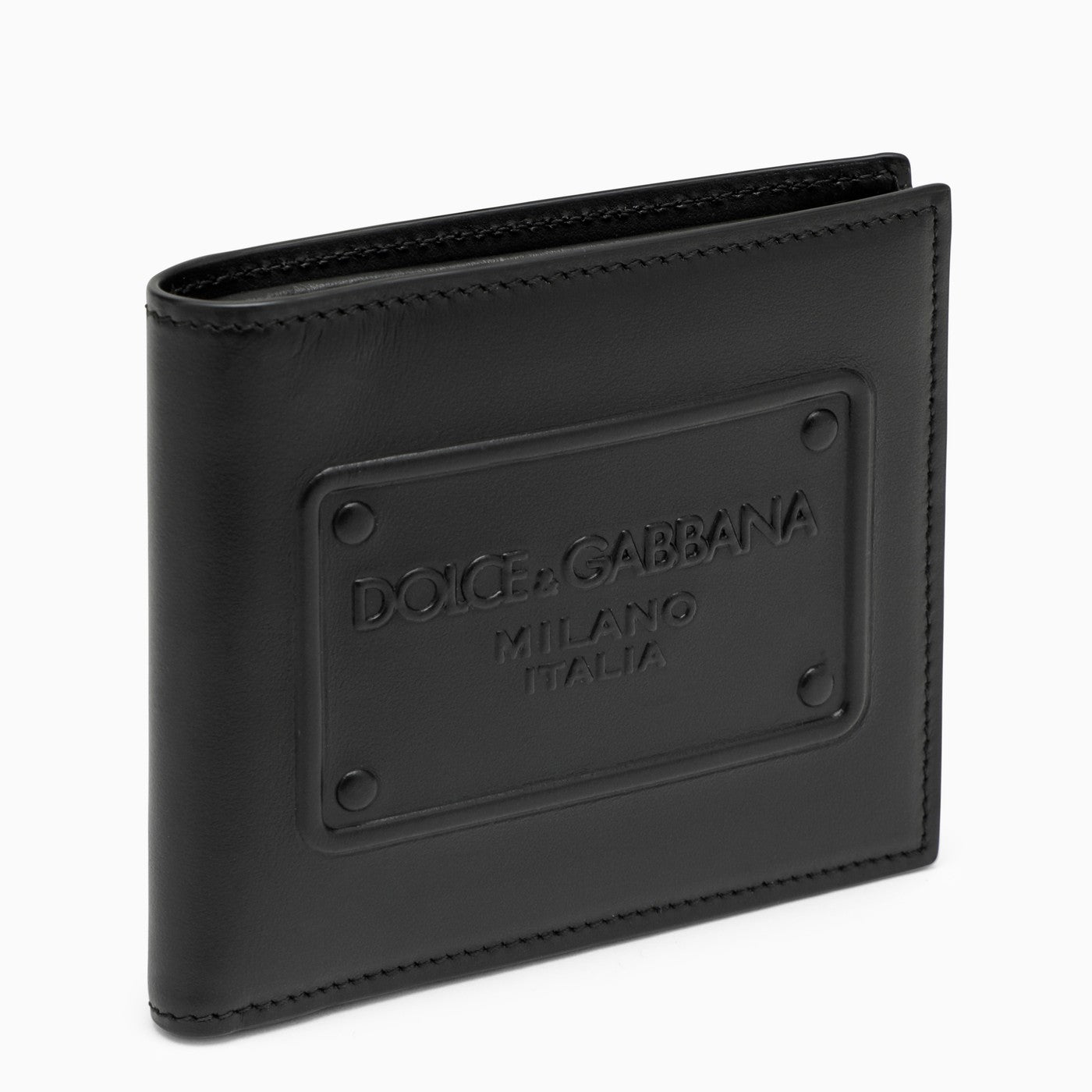 Dolce&amp;Gabbana Black Leather Bi Fold Wallet With Logo