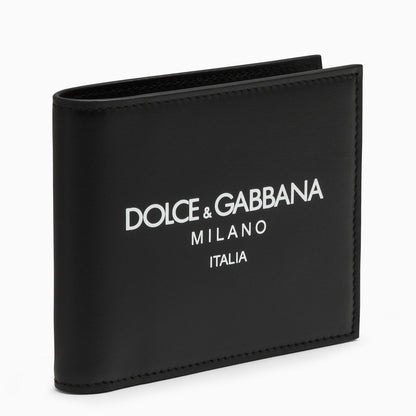 Dolce&amp;Gabbana Black Leather Bi Fold Wallet With Logo