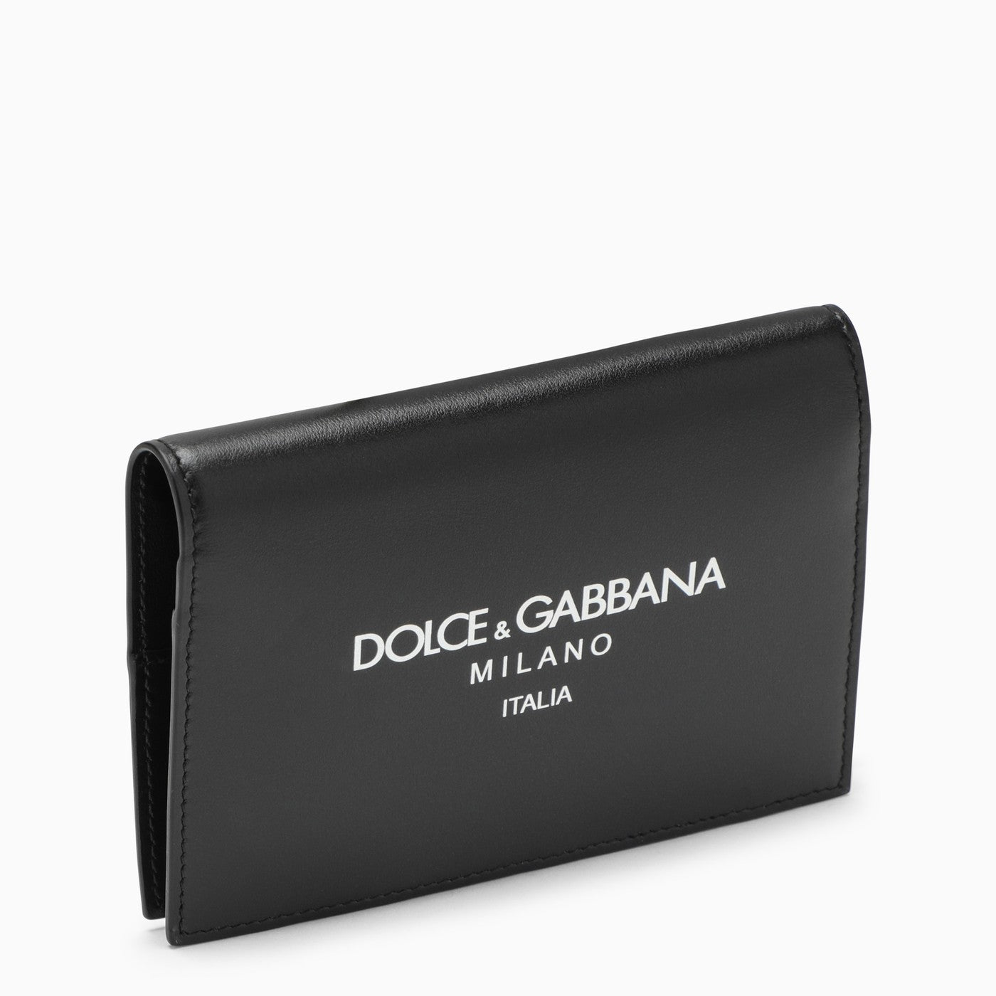 Dolce&amp;Gabbana Black Calfskin Passport Holder With Logo
