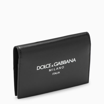 Dolce&amp;Gabbana Black Calfskin Passport Holder With Logo