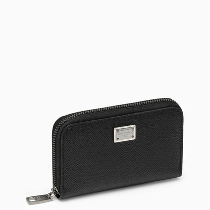 Dolce &amp; Gabbana Black Dauphine Leather Zipped Wallet