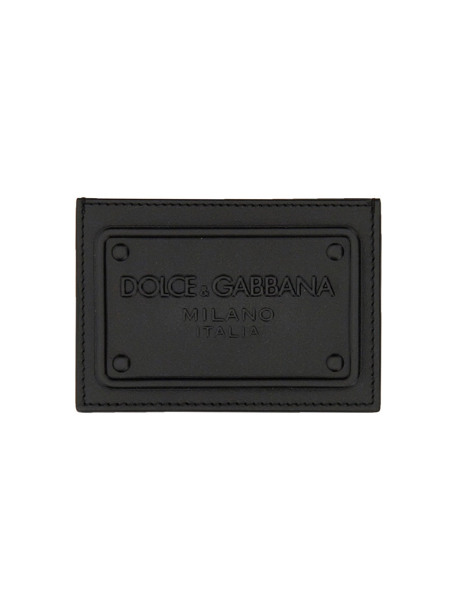 DOLCE &amp; GABBANA Leather Mini Card Holder with Logo