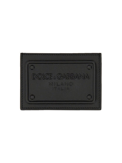 DOLCE &amp; GABBANA Leather Mini Card Holder with Logo