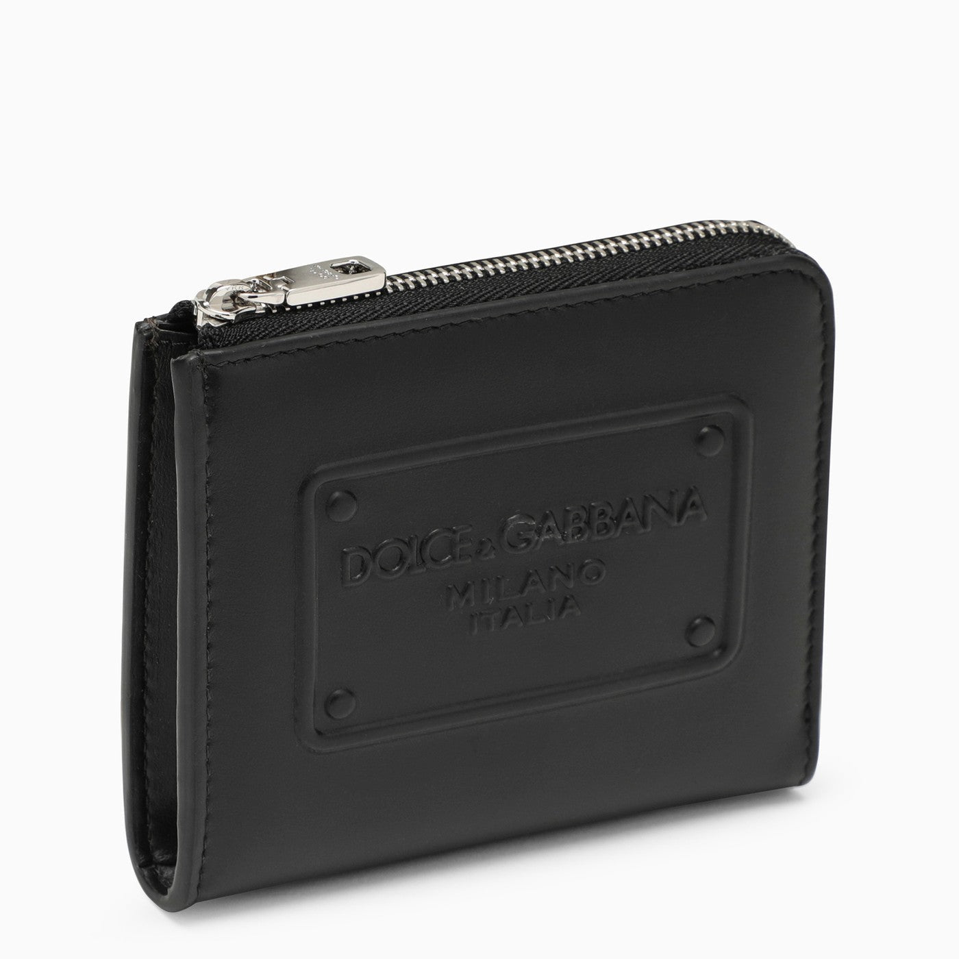 Dolce&amp;Gabbana Black Leather Card Holder With Logoed Plaque