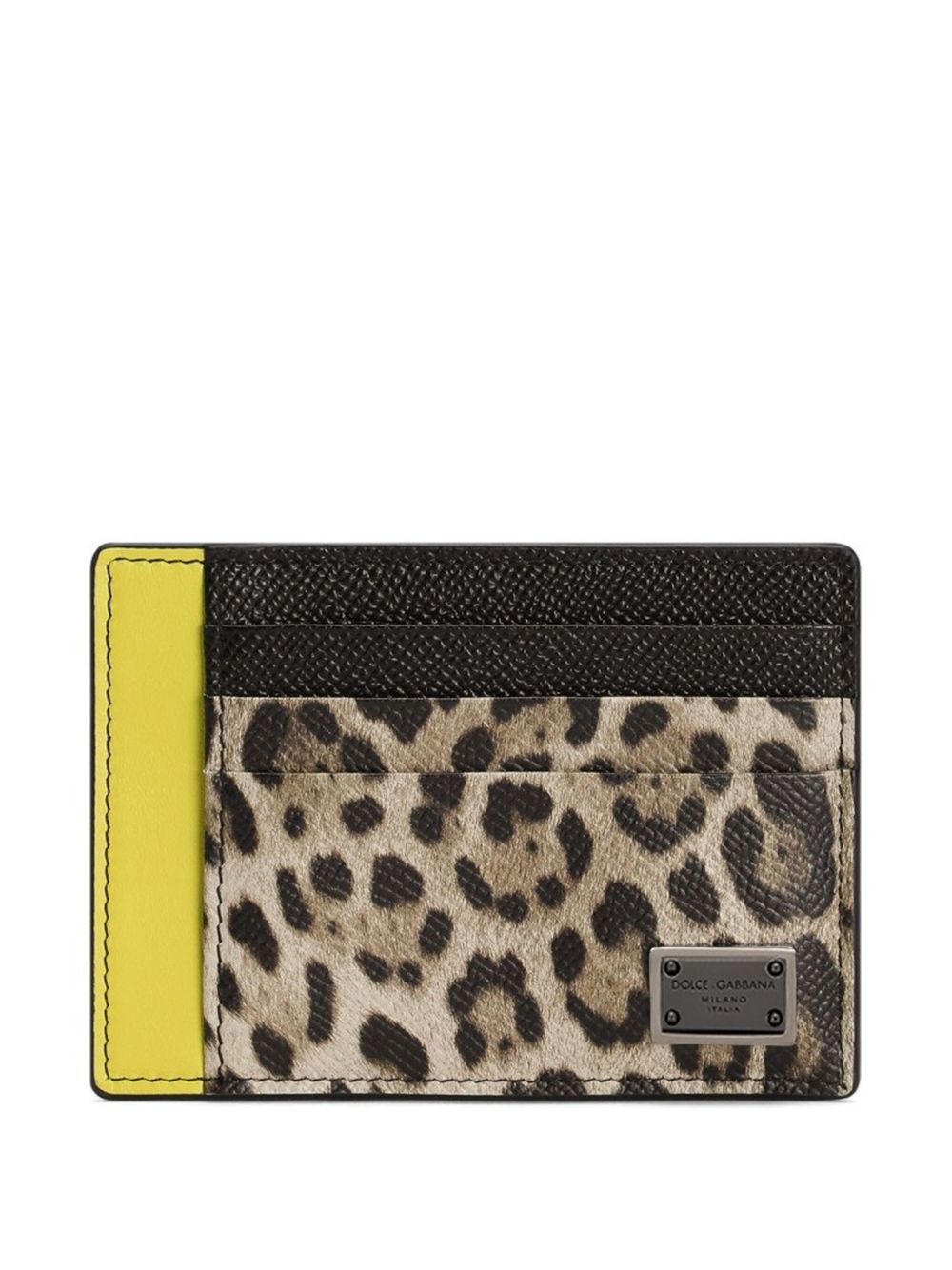 DOLCE &amp; GABBANA Mini Leather Wallet with Leopard Print Design