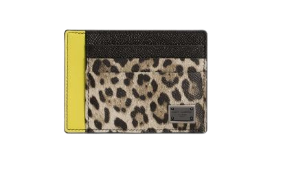 DOLCE &amp; GABBANA Mini Leather Wallet with Leopard Print Design