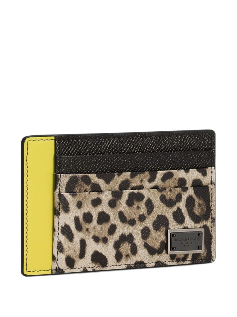 DOLCE &amp; GABBANA Mini Leather Wallet with Leopard Print Design