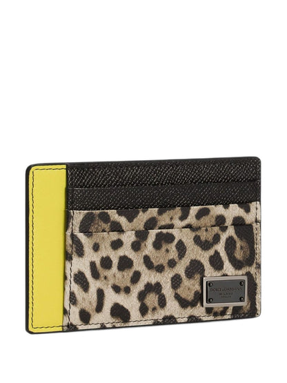 DOLCE &amp; GABBANA Mini Leather Wallet with Leopard Print Design