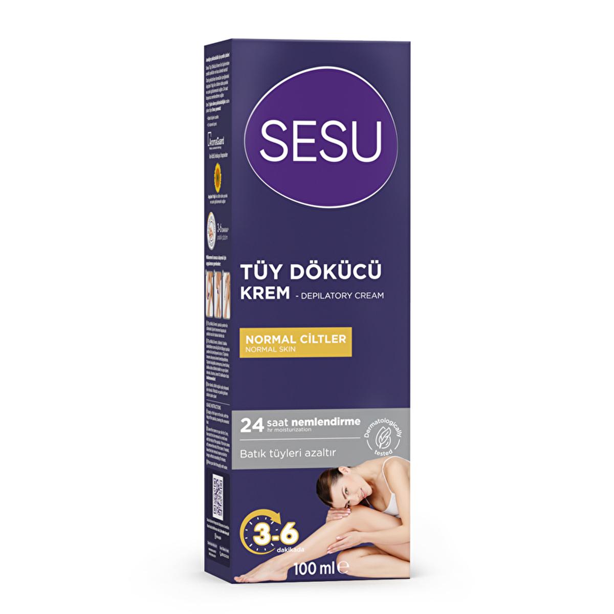 Sesu Hair Removal Cream for Normal Skin - 3.38 fl oz, Dermatologically Tested, Vitamin E &amp; Bisabolol Enriched