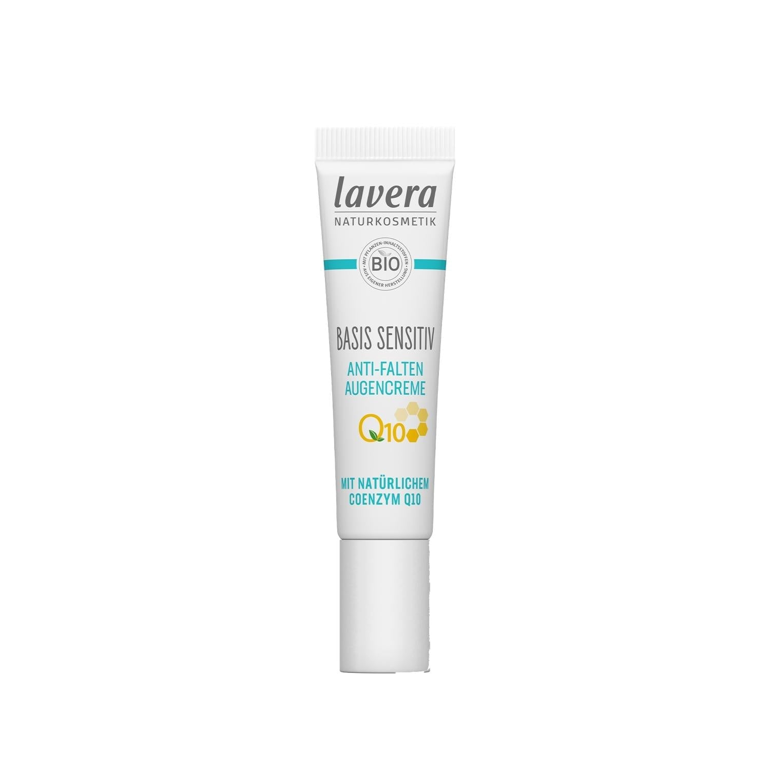 Lavera Basis Sensitiv Anti-Ageing Q10 Eye Cream - Natural Anti-Aging Eye Care for Sensitive Skin, 0.51 fl oz