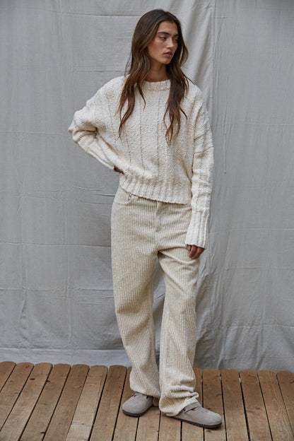 Lume Wide Ribbed Pullover: Natural