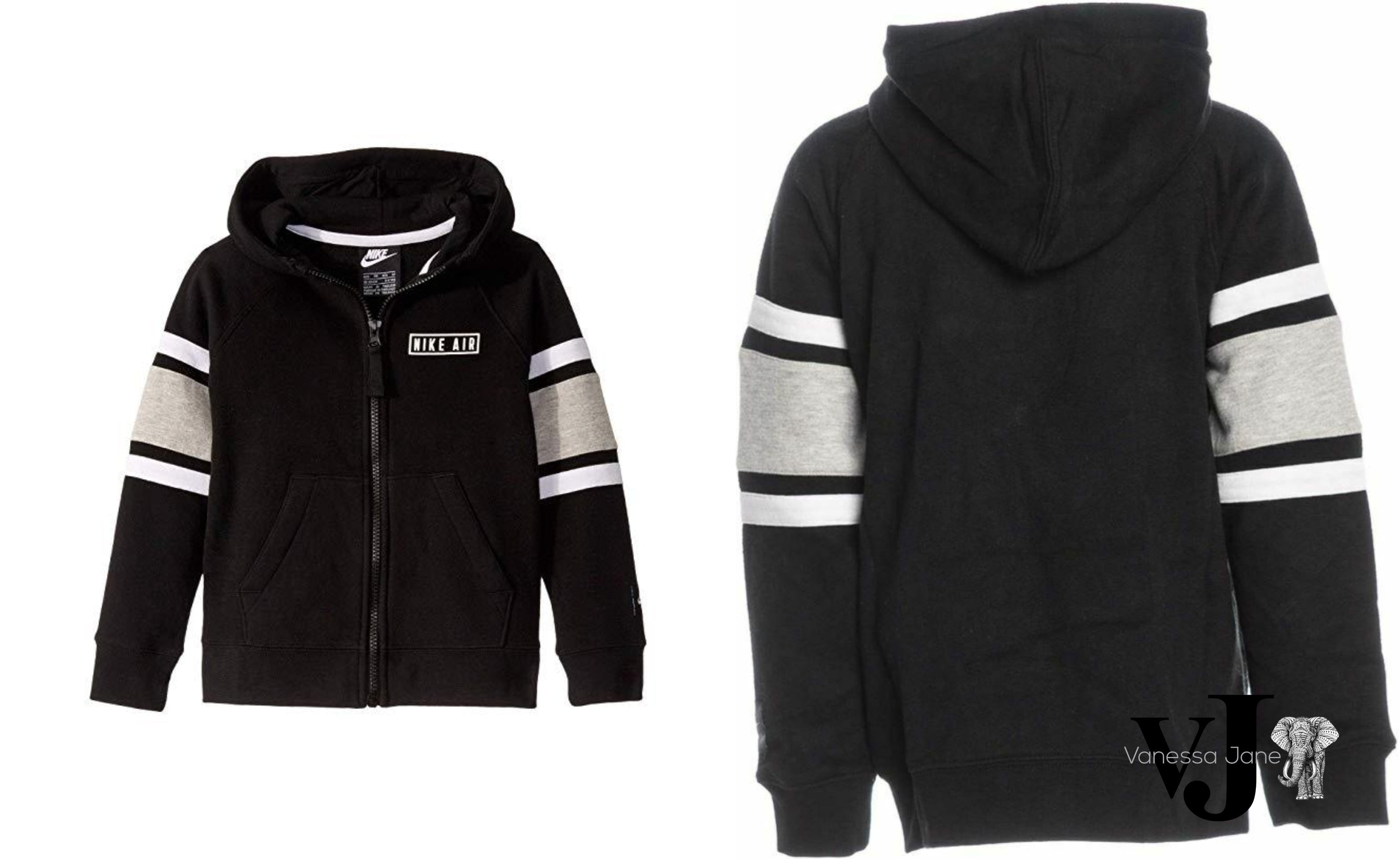 Nike Air Boys Hoodie Sweatshirt Sportswear Full Zip Jacket, 4XS
