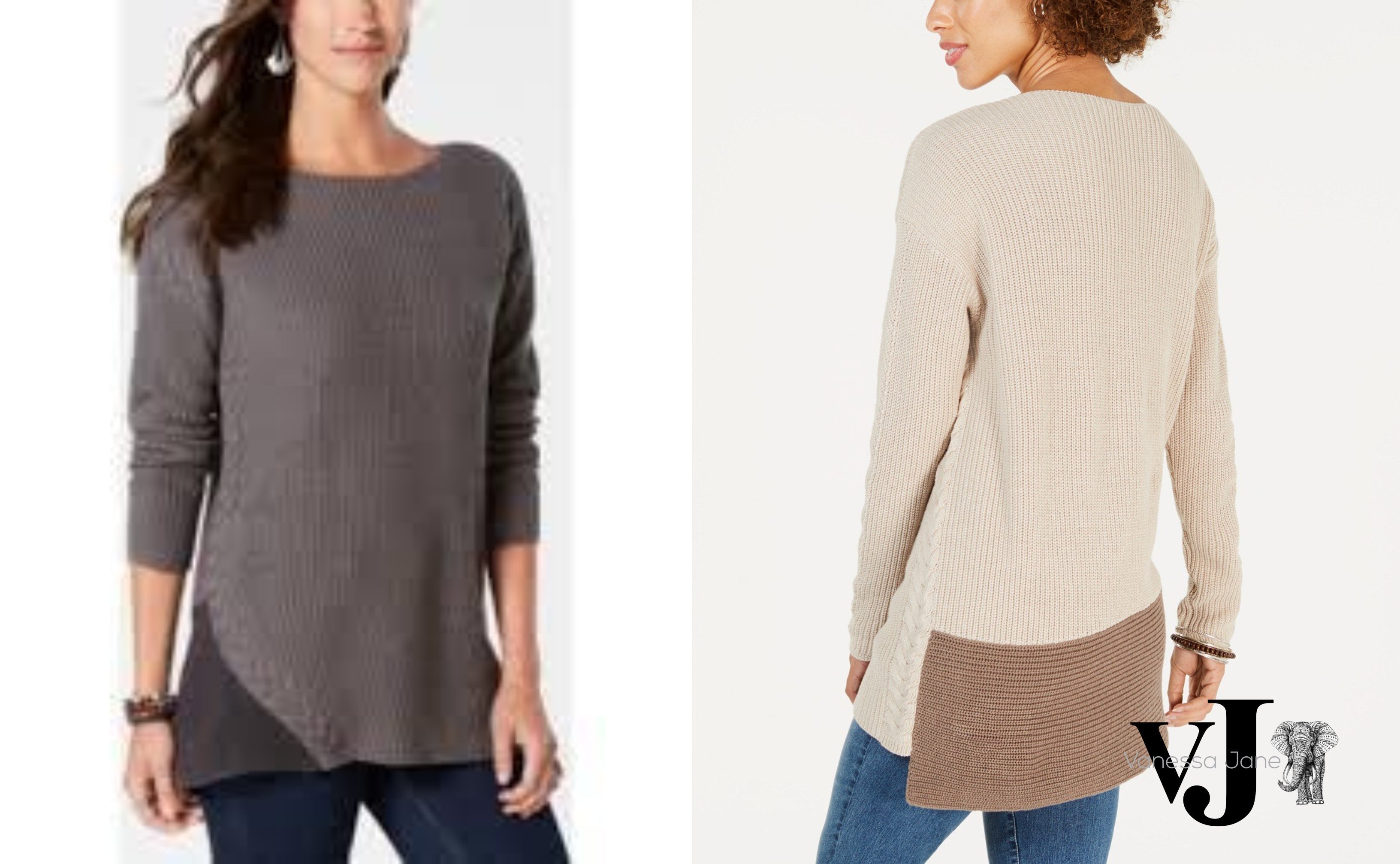 Style &amp; Co Petite Colorblocked Tunic Sweater
