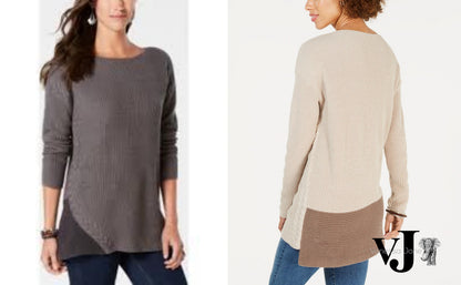 Style &amp; Co Petite Colorblocked Tunic Sweater