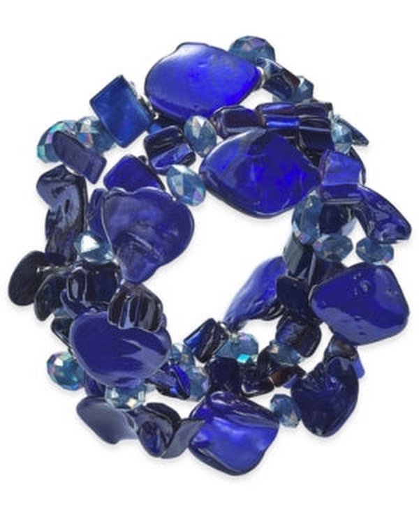 Style &amp; Co. 3 Piece Set Shell &amp; Bead Stretch Bracelets, Blue