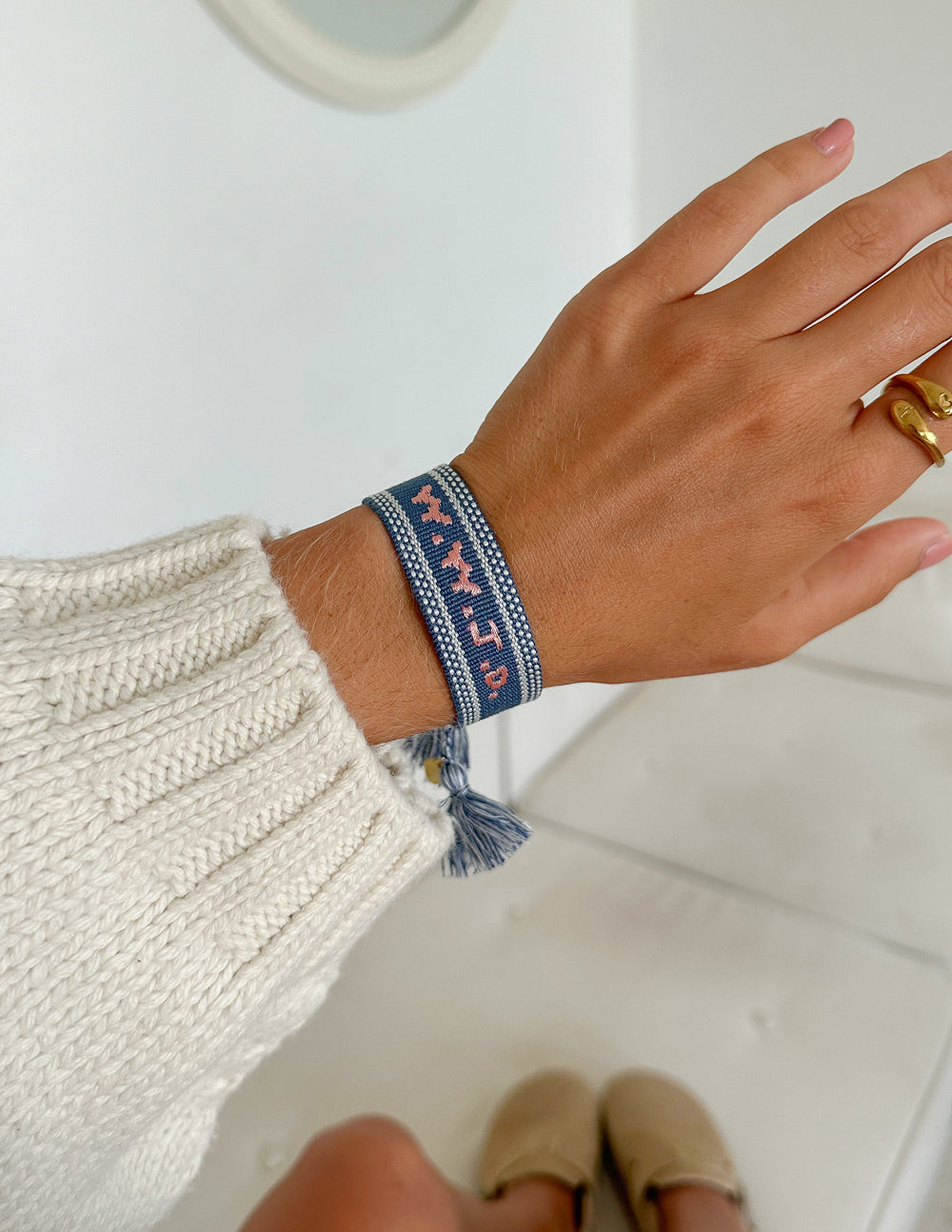 Blue WWJD Embroidered Bracelet