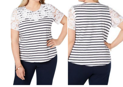 Charter Club Striped T-Shirt, Size Large