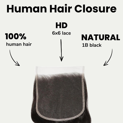 Body Wave 6x6 HD Lace Human Hair Closure