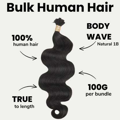 Body Wave  Bulk 100% Human Braiding Hair