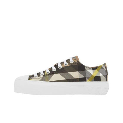 Burberry Exaggerated Check Cotton Sneakers Wheat