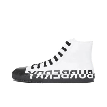 Burberry Slip-Resistant High-Top Canvas Shoes Black White