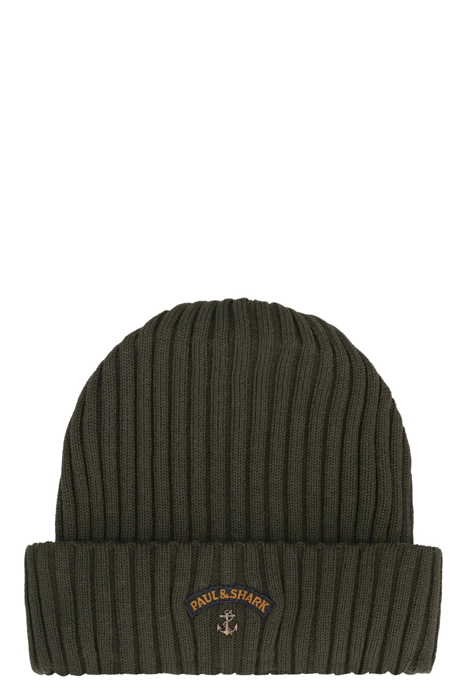 PAUL &amp; SHARK Ribbed Wool Beanie with Front Logo Detail
