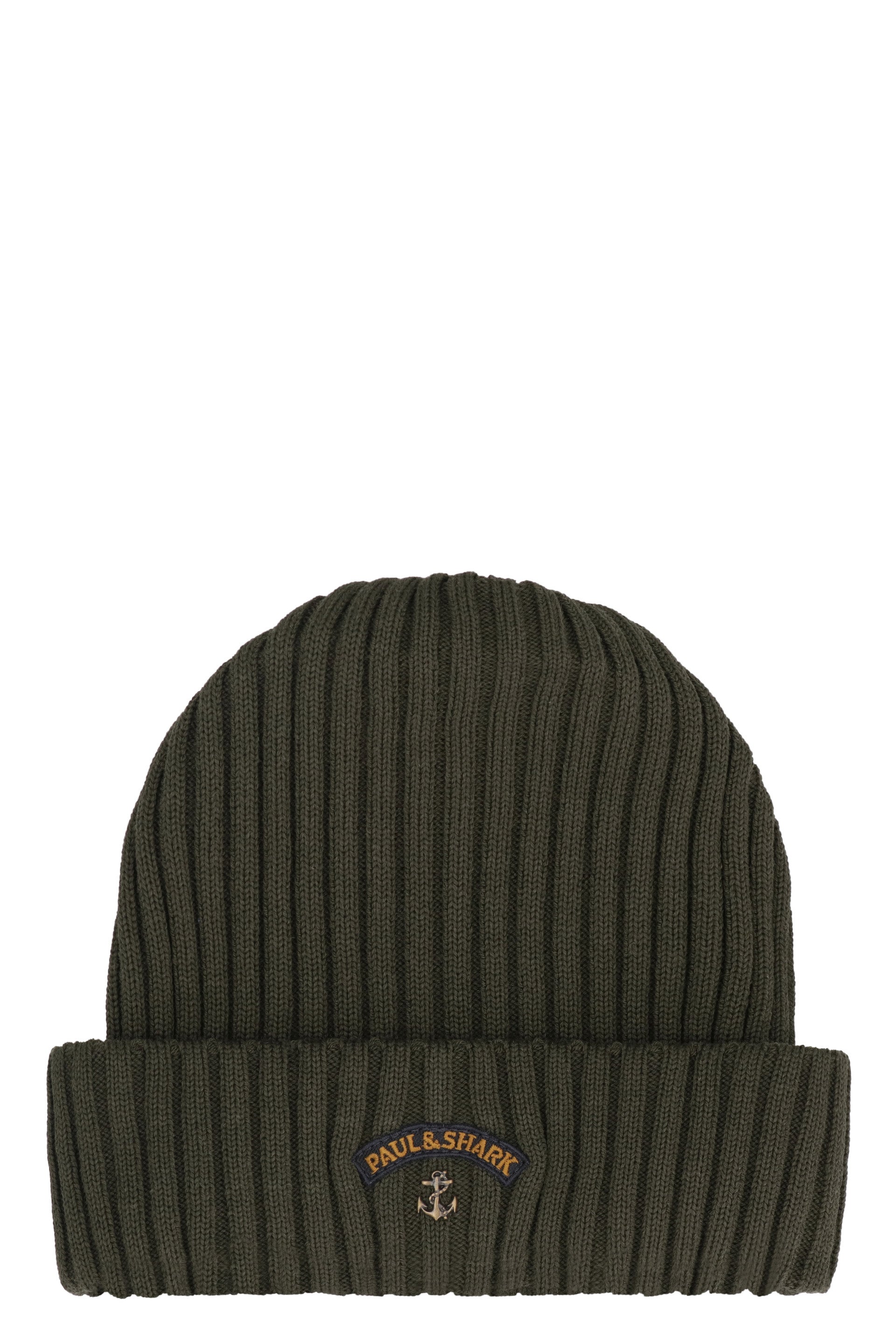 PAUL &amp; SHARK Ribbed Wool Beanie with Front Logo Detail