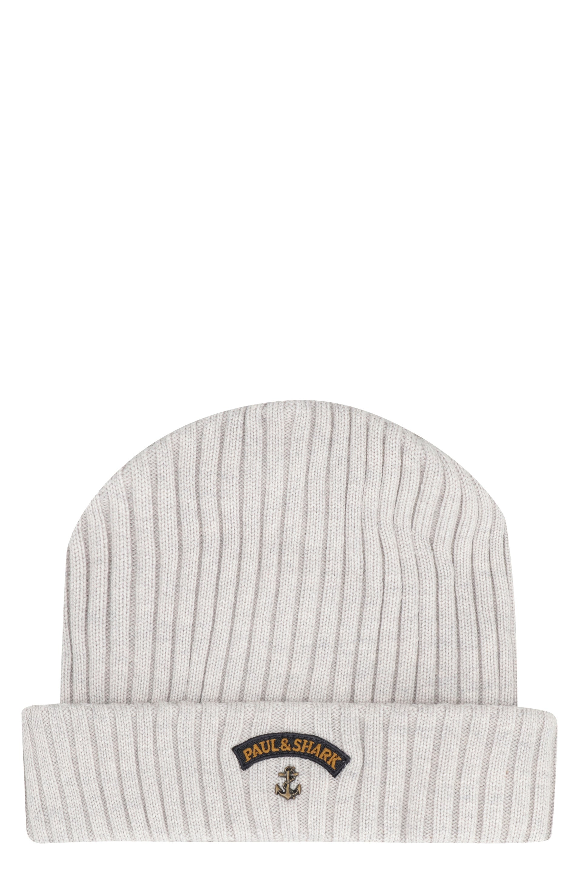 PAUL &amp; SHARK Ribbed Wool Beanie with Front Logo Detail