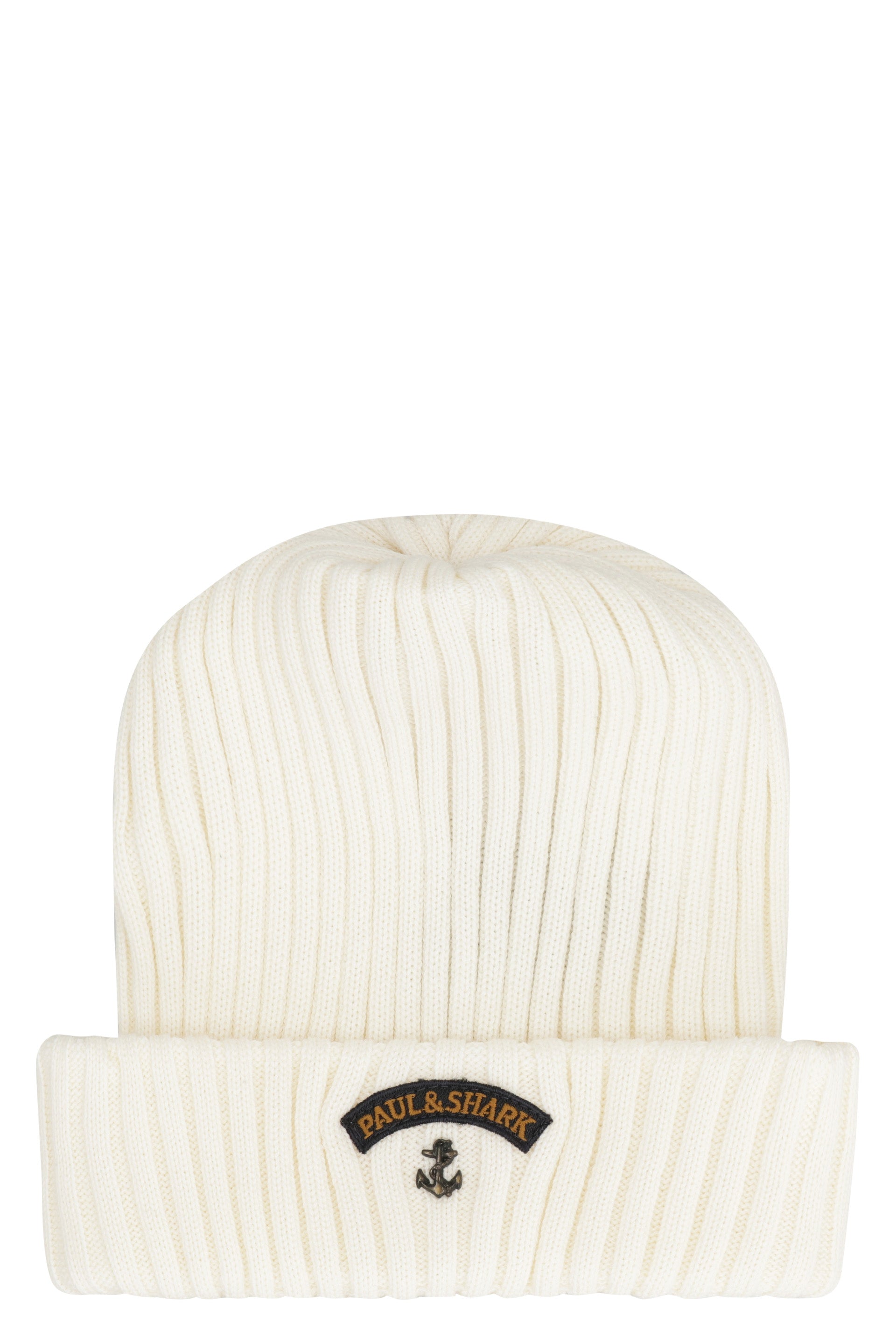PAUL &amp; SHARK Ribbed Wool Beanie with Front Logo Detail