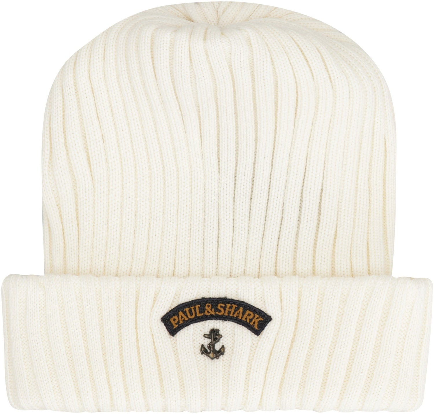 PAUL &amp; SHARK Ribbed Wool Beanie with Front Logo Detail