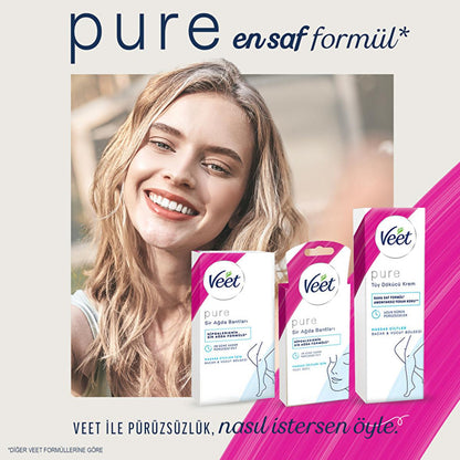 Veet Pure Facial Wax Strips for Sensitive Skin - Hypoallergenic Hair Removal for Face, Easy-Gelwax Technology, 20 Strips &amp; 4 Wipes