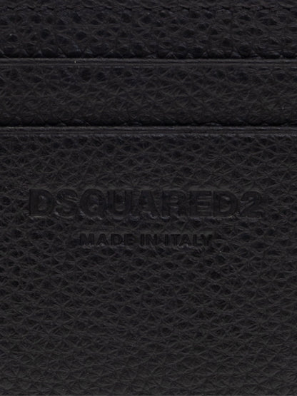 DSQUARED2 Tumbled Leather Mini Logo Cardholder - 10x7.5 CM