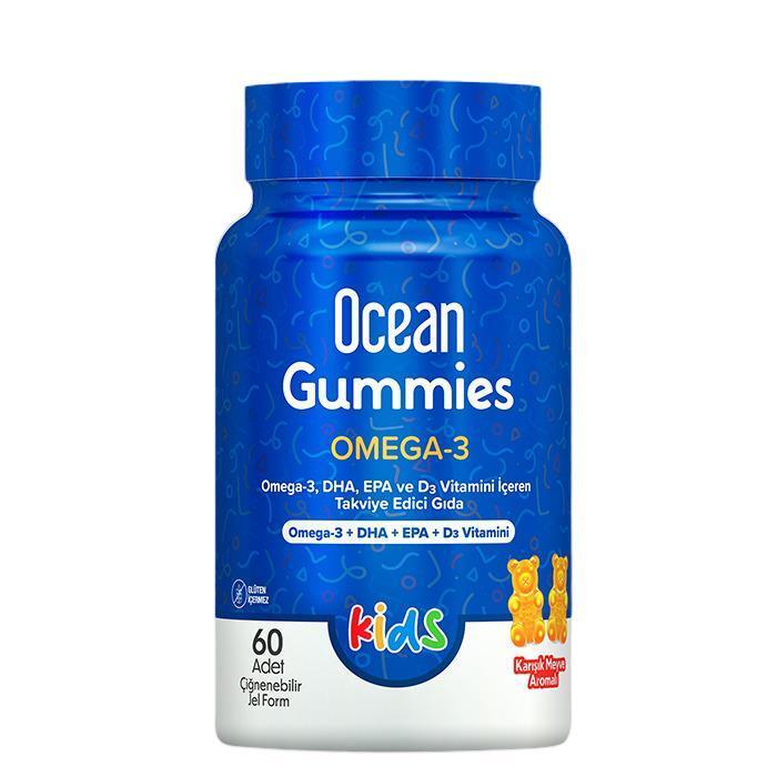 Ocean Gummies Omega 3 Kids: Delicious Chewable for Healthy Brain &amp; Eye Development - 60 Count
