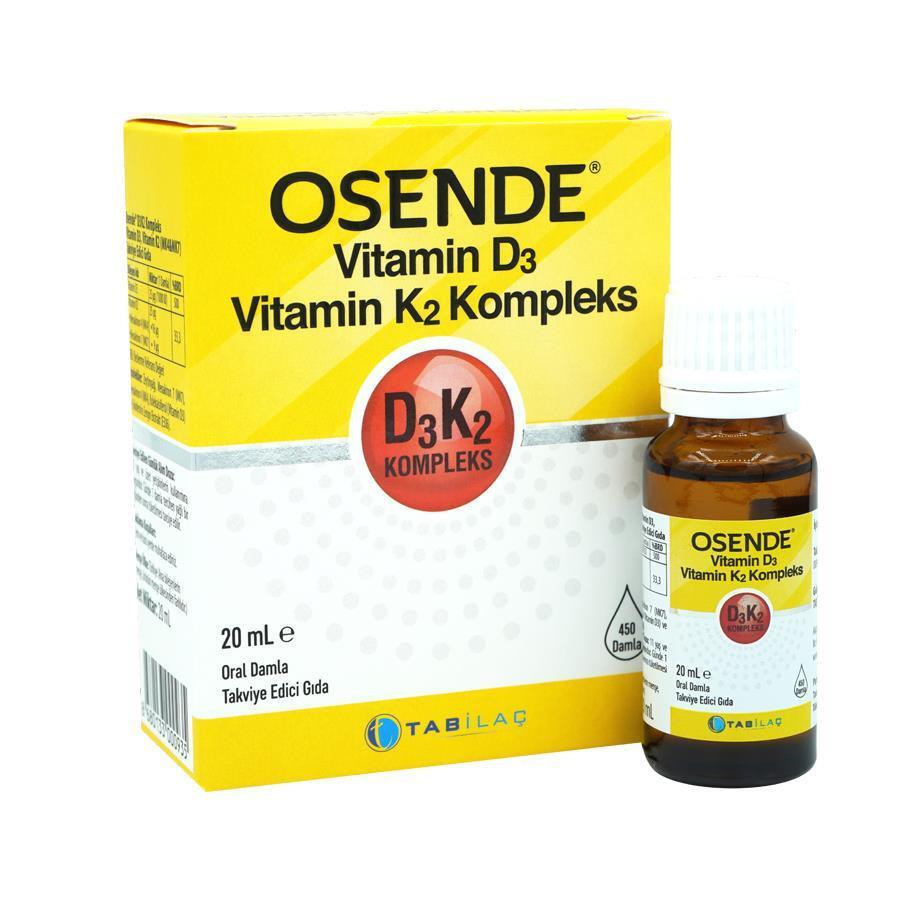 Osende Vitamin D3K2 Complex Drops - Supports Bone Health &amp; Cardiovascular System - 20ml Bottle