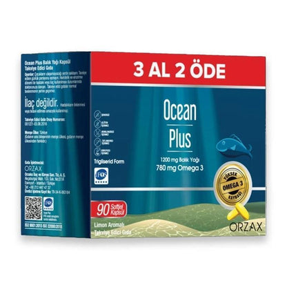 Ocean Plus Omega-3 Fish Oil - High-Dose Omega-3, Purified Fish Oil Capsules, 90 Count