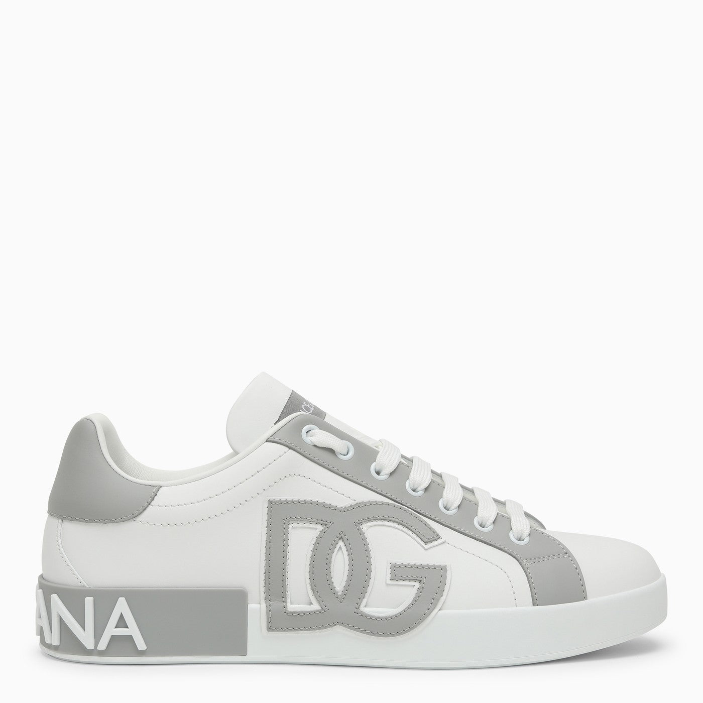 Dolce&amp;Gabbana Portofino White/Grey Leather Trainer