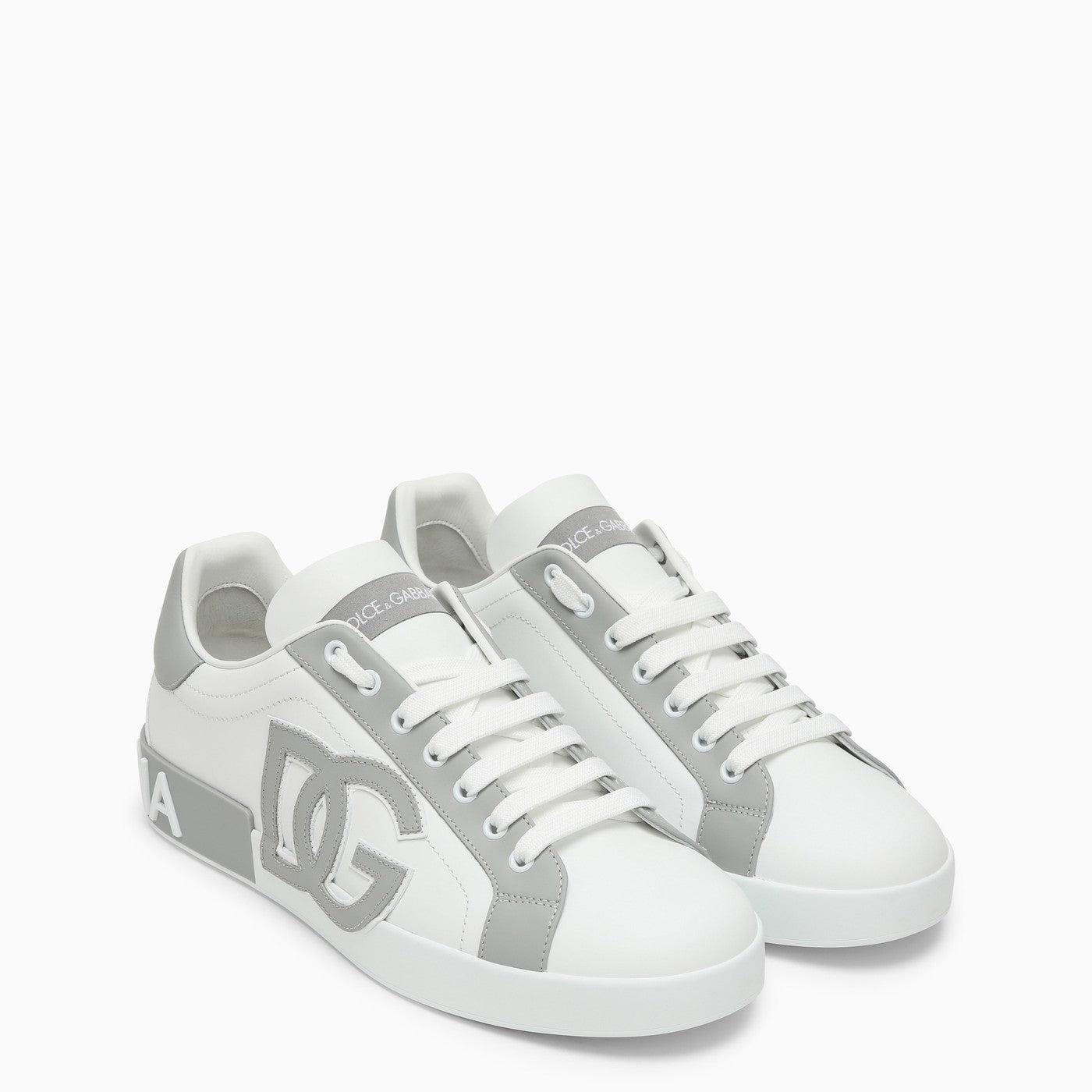 Dolce&amp;Gabbana Portofino White/Grey Leather Trainer
